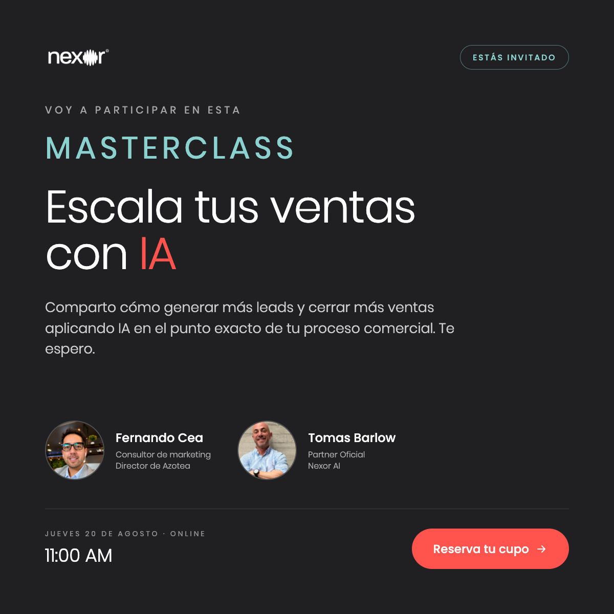 Masterclass de Nexor AI junto a Fernando Cea